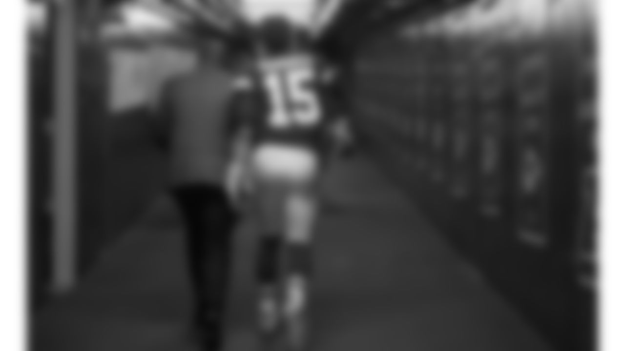 Kansas City Chiefs quarterback Patrick Mahomes (15) after an NFL football game against the Green Bay Packers, Sunday, November 7, 2021 in Kansas City.