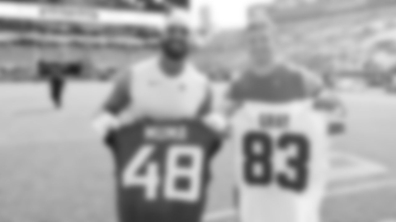 Kansas City Chiefs tight end Noah Gray (83) after the NFL week 2 matchup against the Jacksonville Jaguars at EverBank Stadium in Jacksonville, Florida on September 17, 2023.