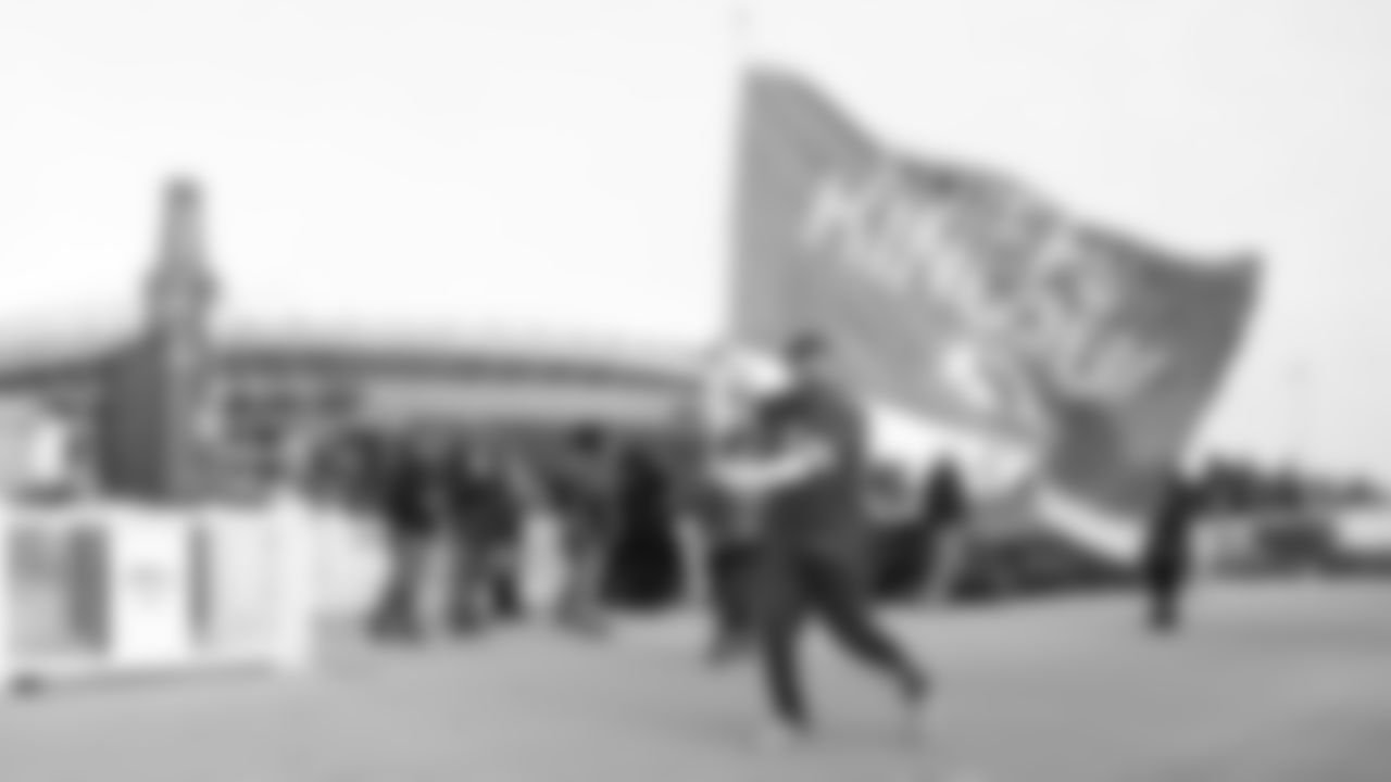 Flag runners in the pregame parade prior to the divisional playoff football game against the Buffalo Bills, Sunday, January 23, 2022 in Kansas City.