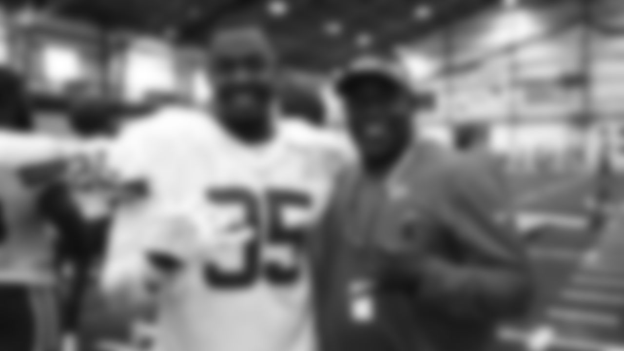 Kansas City Chiefs defensive end Chris Jones (95) and former defensive tackle Warren Sapp after training camp at Missouri Western State University.