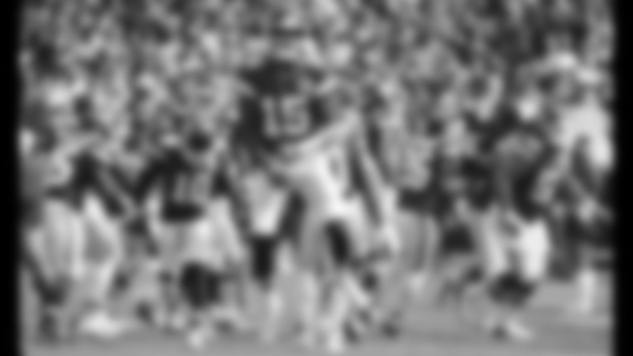 Kansas City Chiefs quarterback Patrick Mahomes (15) in run outs prior to an NFL football game against the Cleveland Browns, Sunday, September 12, 2021 in Kansas City.