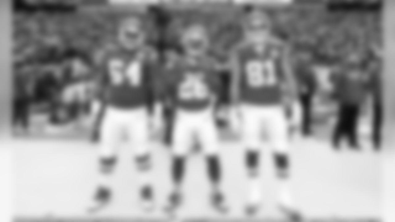 Team Captains prior to the game between the Kansas City Chiefs and the Los Angeles Chargers at Arrowhead Stadium.