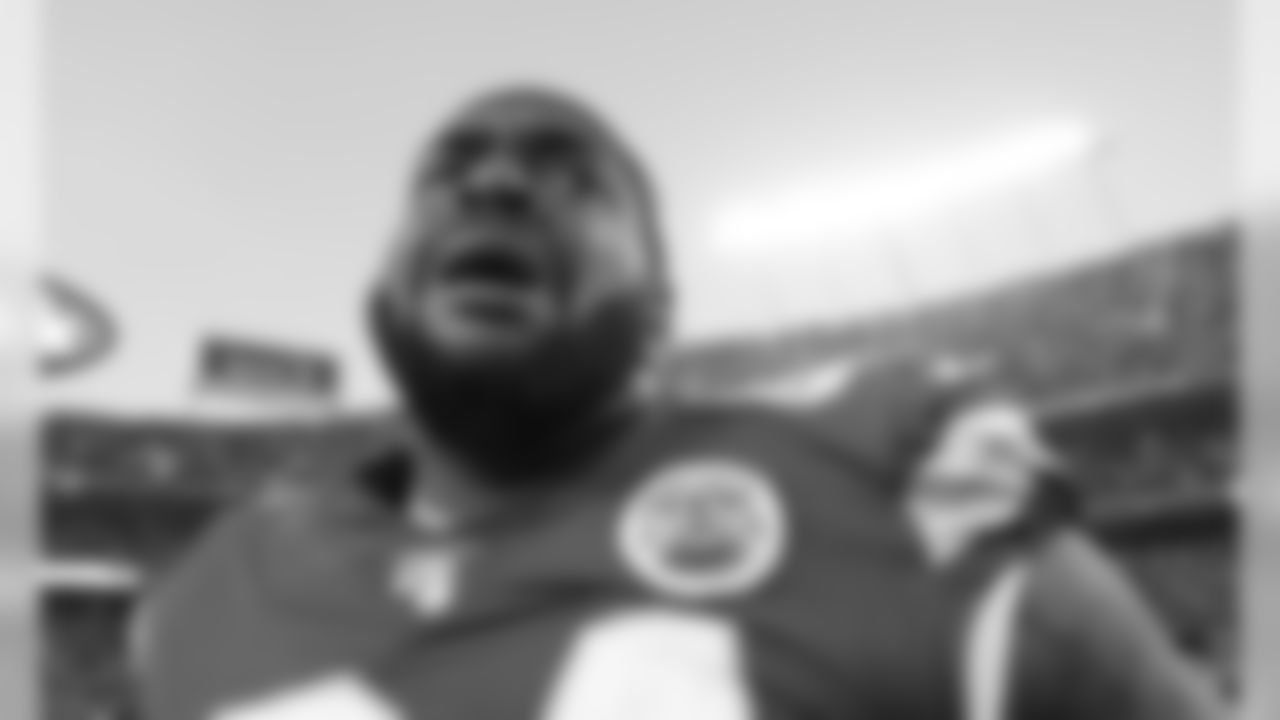 Kansas City Chiefs Defensive Tackle Mike Pennel (64) after the game between the Kansas City Chiefs and the Tennessee Titans in the AFC Championship at Arrowhead Stadium on January 19, 2020.