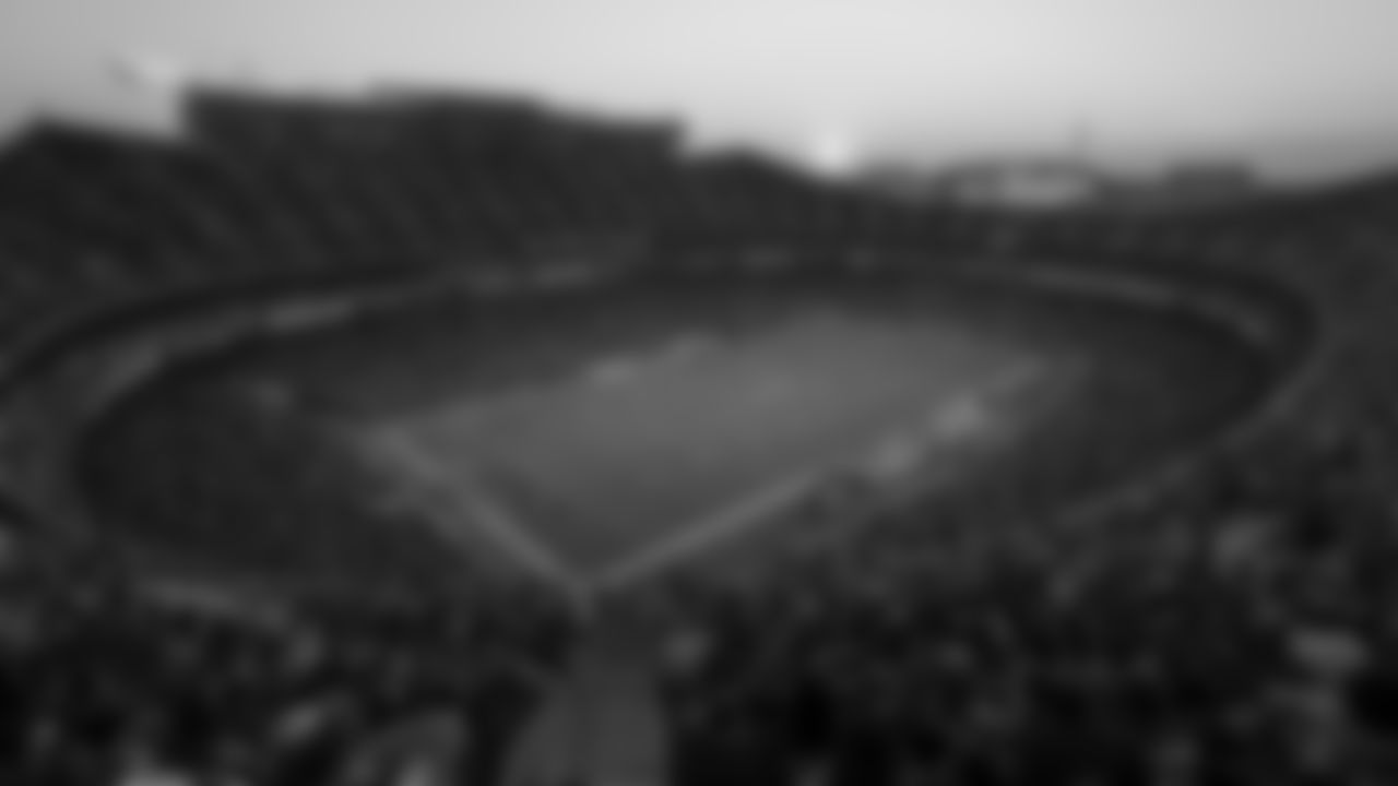 A wide shot of GEHA Field at Arrowhead during sunset during an NFL preseason football game against the Minnesota Vikings, Friday, August 27, 2021 in Kansas City.