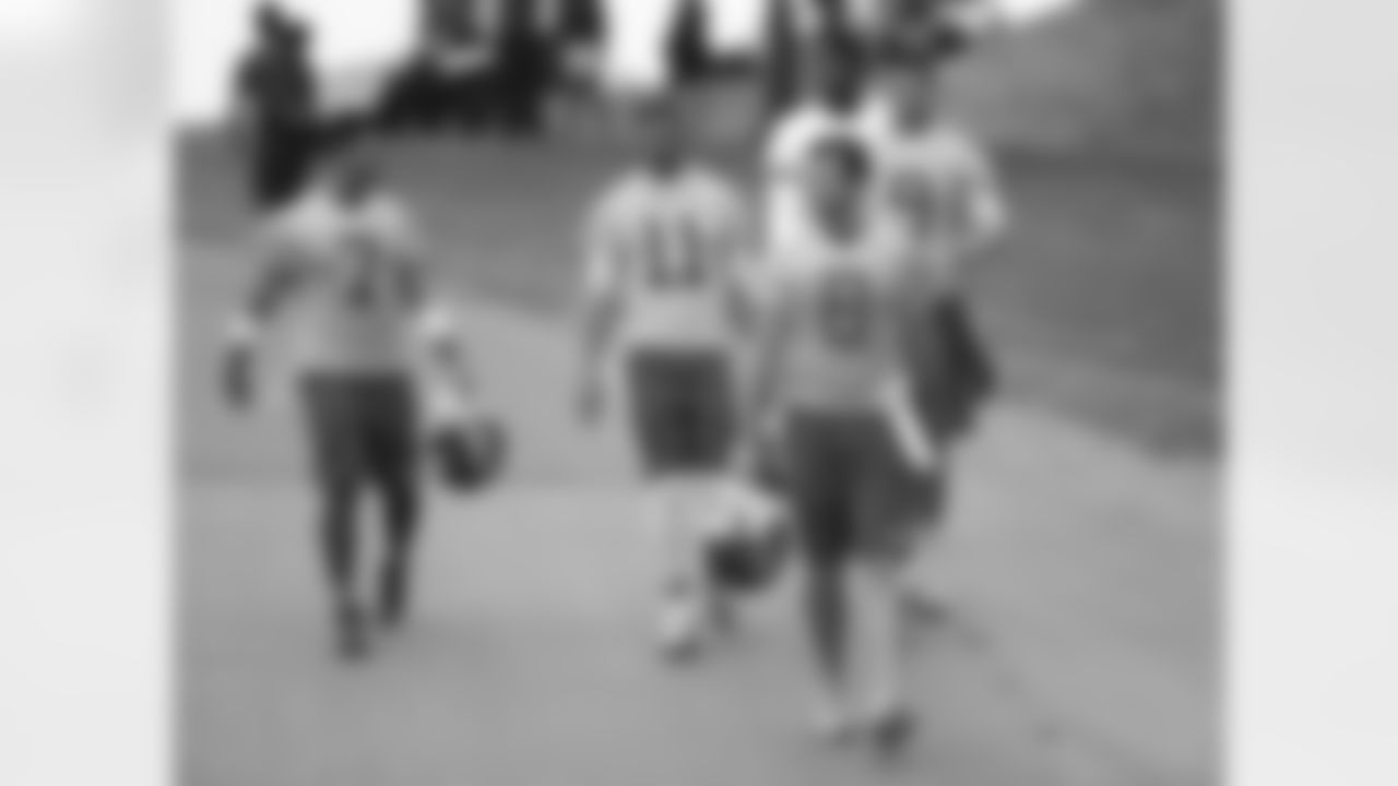 Kansas City Chiefs quarterbacks walk down to practice on the fifth day of training camp on Mosaic Life Care Field at the campus of Missouri Western State University on Wednesday, August 3, 2016.