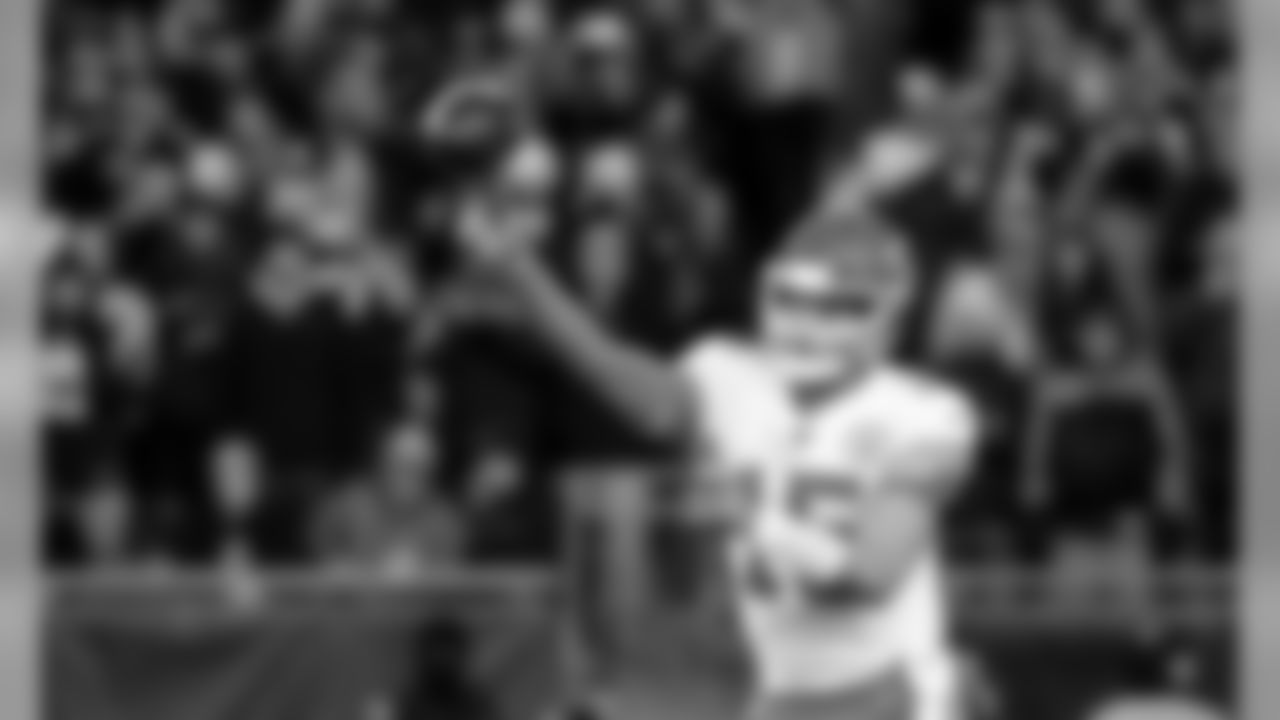 Kansas City Chiefs Quarterback Patrick Mahomes (15) during the game between the Kansas City Chiefs and the New England Patriots on December 8, 2019.