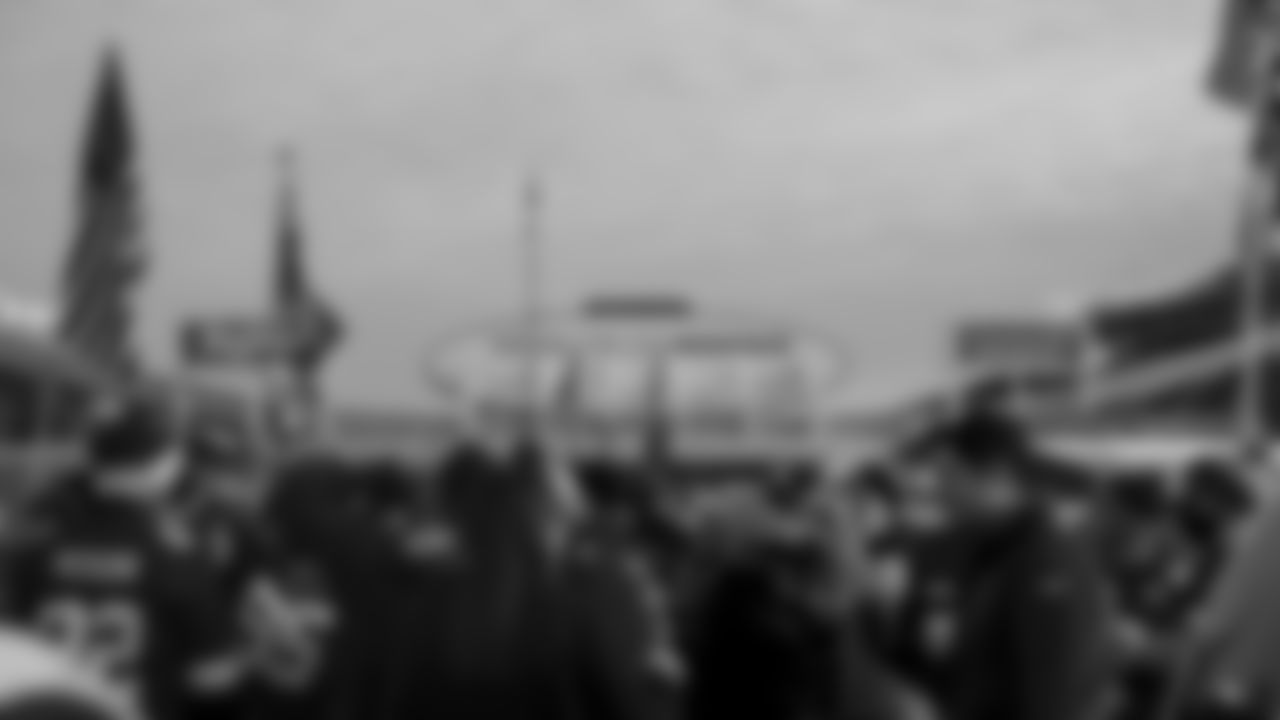 Fans arrive at GEHA Field at Arrowhead Stadium prior to the divisional playoff football game against the Buffalo Bills, Sunday, January 23, 2022 in Kansas City.