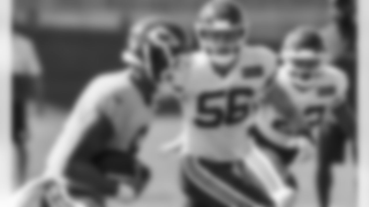 Kansas City Chiefs Linebacker Ben Niemann (56) during practice at the University of Kansas Training facility.