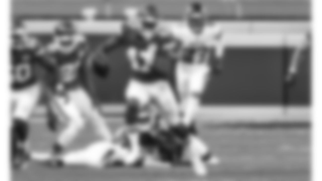 Kansas City Chiefs Linebacker Darius Harris (47) returning a fumble during an NFL Football game against the Atlanta Falcons, Sunday December 27, 2020 in Kansas City.
