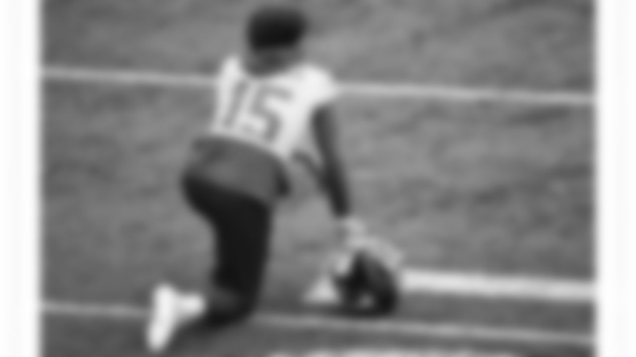Kansas City Chiefs Quarterback Patrick Mahomes (15) takes a knee during NFL football practice Wednesday February 4, 2021 in Kansas City, MO. The Chiefs will face the Tampa Bay Buccaneers in Super Bowl 55. (Steve Sanders/Kansas City Chiefs via AP)