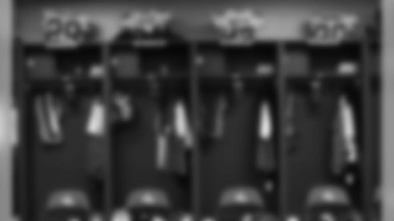 The locker room prior to the game between the Kansas City Chiefs and the New England Patriots on December 8, 2019.