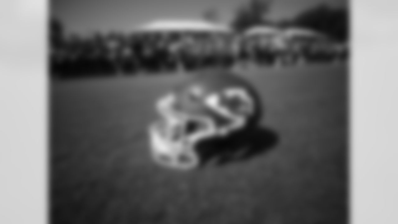 Helmet on the field after practice 7/28/18 at Chiefs Training Camp at Missouri Western State University in St Joseph, Missouri