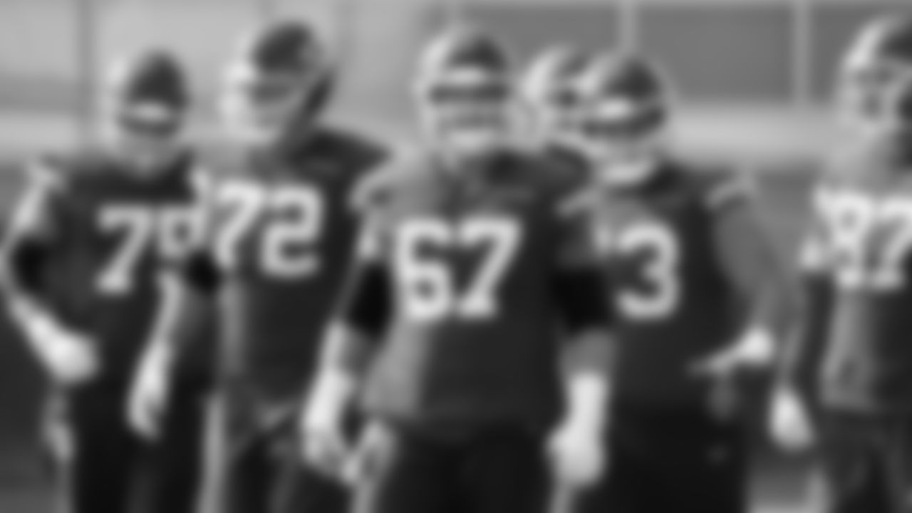 during practice at The University of Kansas Health System Training Complex, October 29, 2020.