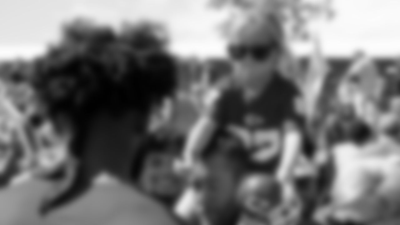 A fan asks for autographs after a 2019 Training Camp practice at Missouri Western State University in St. Joseph, MO.