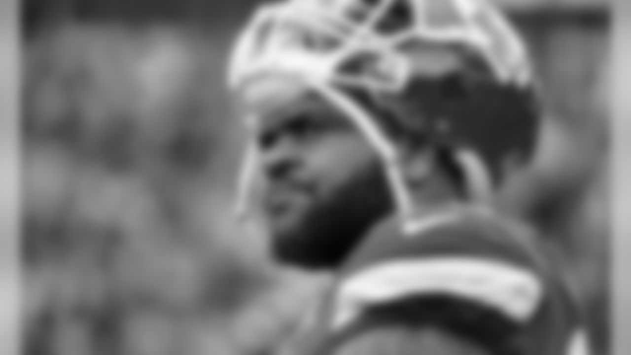 Kansas City Chiefs Defensive Tackle Mike Pennel (64) prior to the game between The Kansas City Chiefs and The Houston Texans in the Divisional Playoff game at Arrowhead Stadium on January 12, 2019.