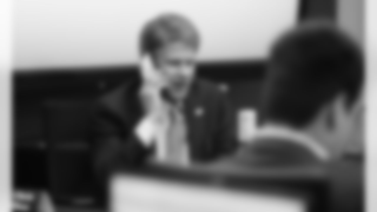 Kansas City Chiefs Chairman, CEO, and Owner Clark Hunt in the Chiefs Draft Room on the second night of the NFL Draft.