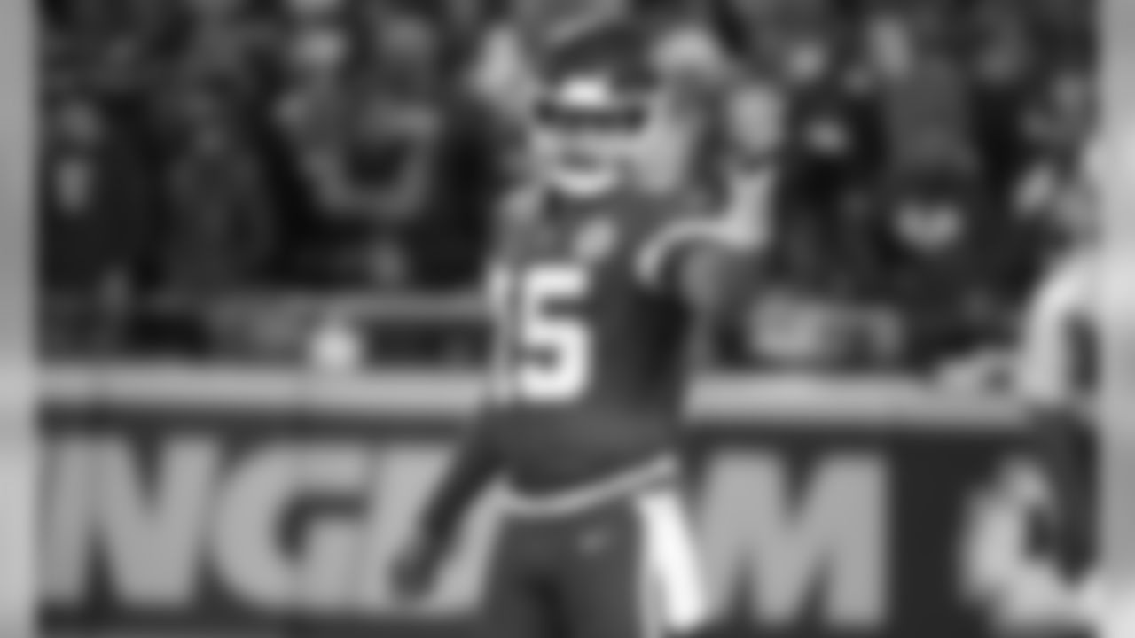 Kansas City Chiefs Quarterback Patrick Mahomes (15) during the Sunday Night Football game between the Kansas City Chiefs and the Indianapolis Colts at Arrowhead Stadium on October 6, 2019.