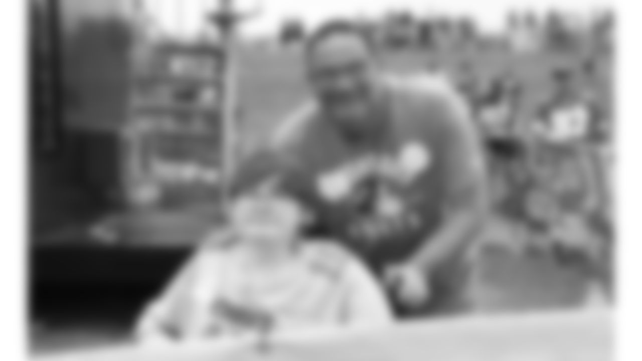 Make-a-Wish kids meet Kansas City Chiefs quarterback Patrick Mahomes (15) at Kansas City Chiefs Training Camp in St. Joseph, MO on Monday, August 7, 2023.