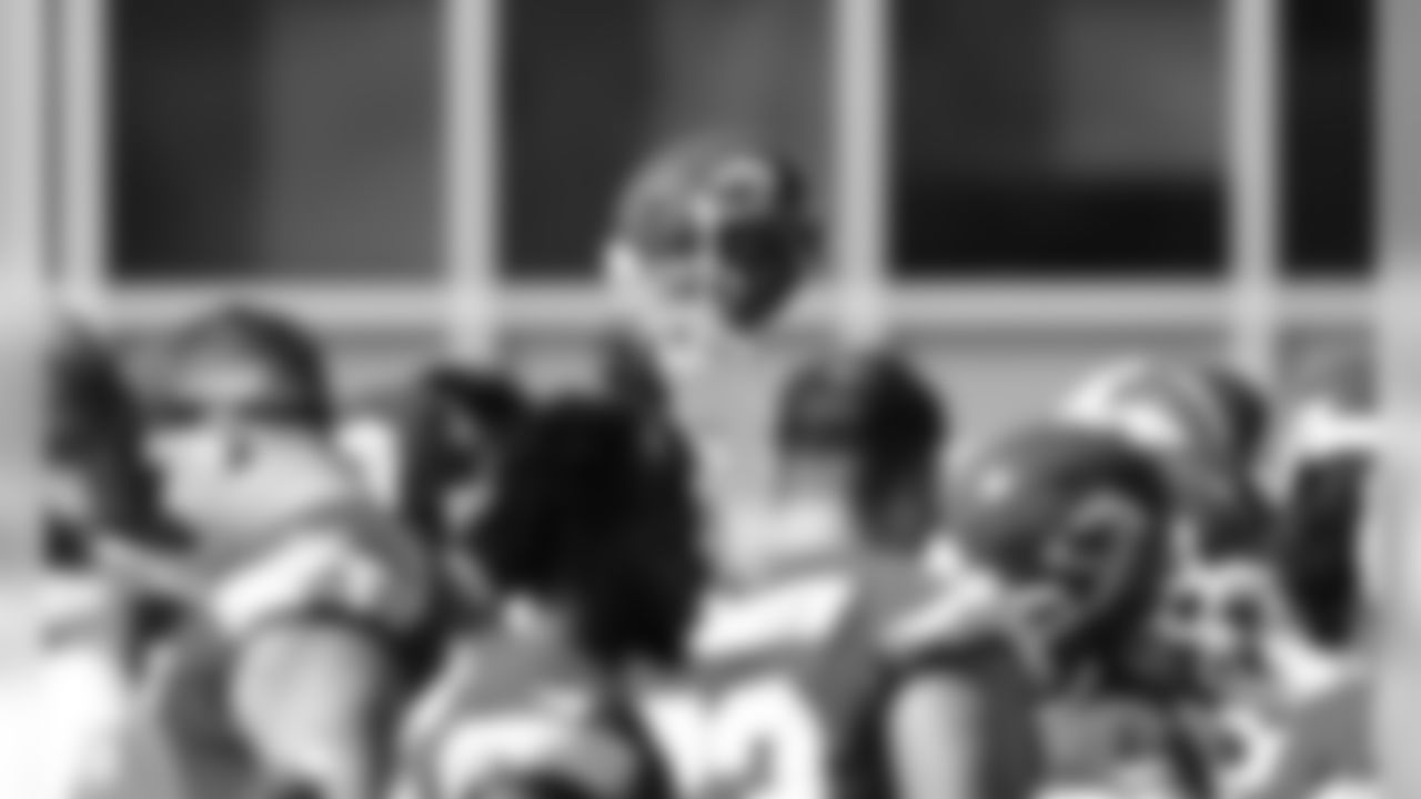 End of practice huddle during training camp practice at The University of Kansas Health System Training Complex on August 17, 2020.