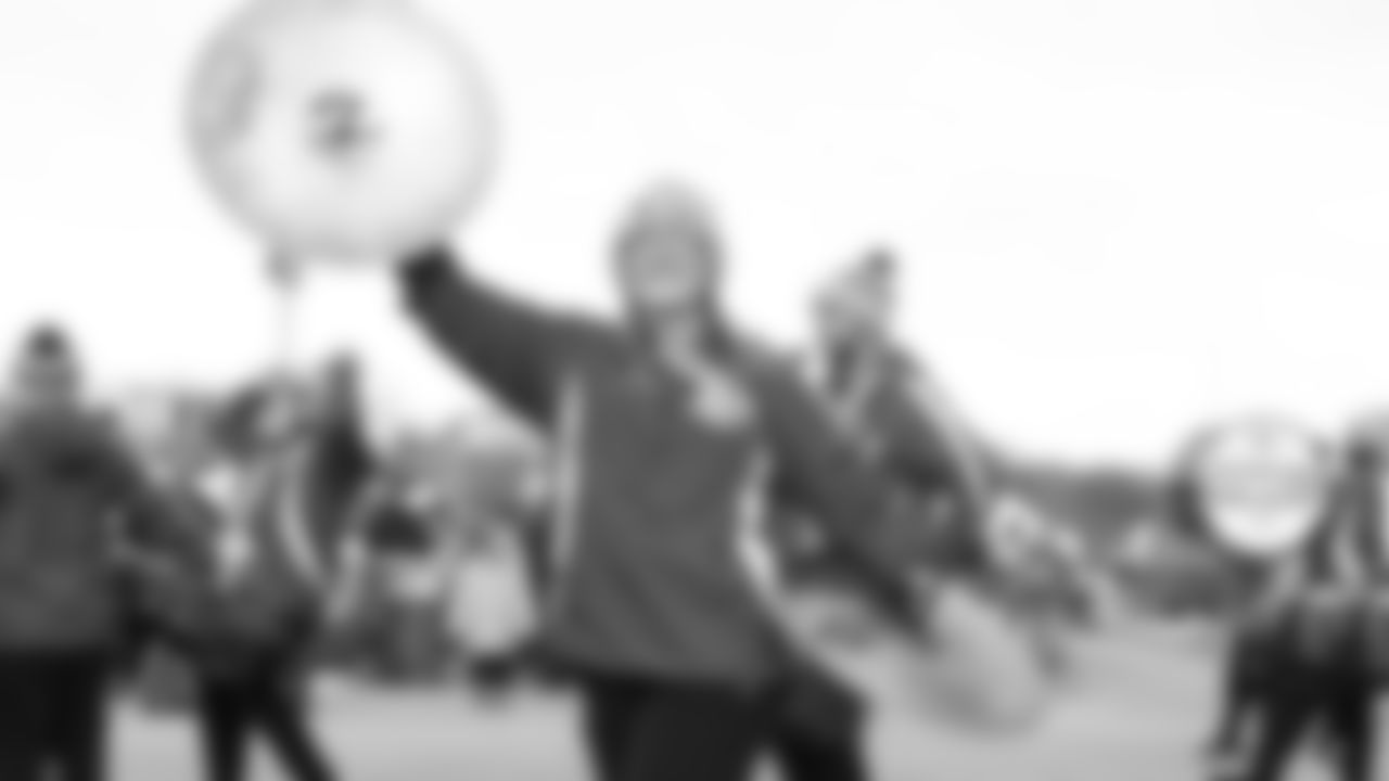 Rumble performs in the pregame parade prior to the divisional playoff football game against the Buffalo Bills, Sunday, January 23, 2022 in Kansas City.