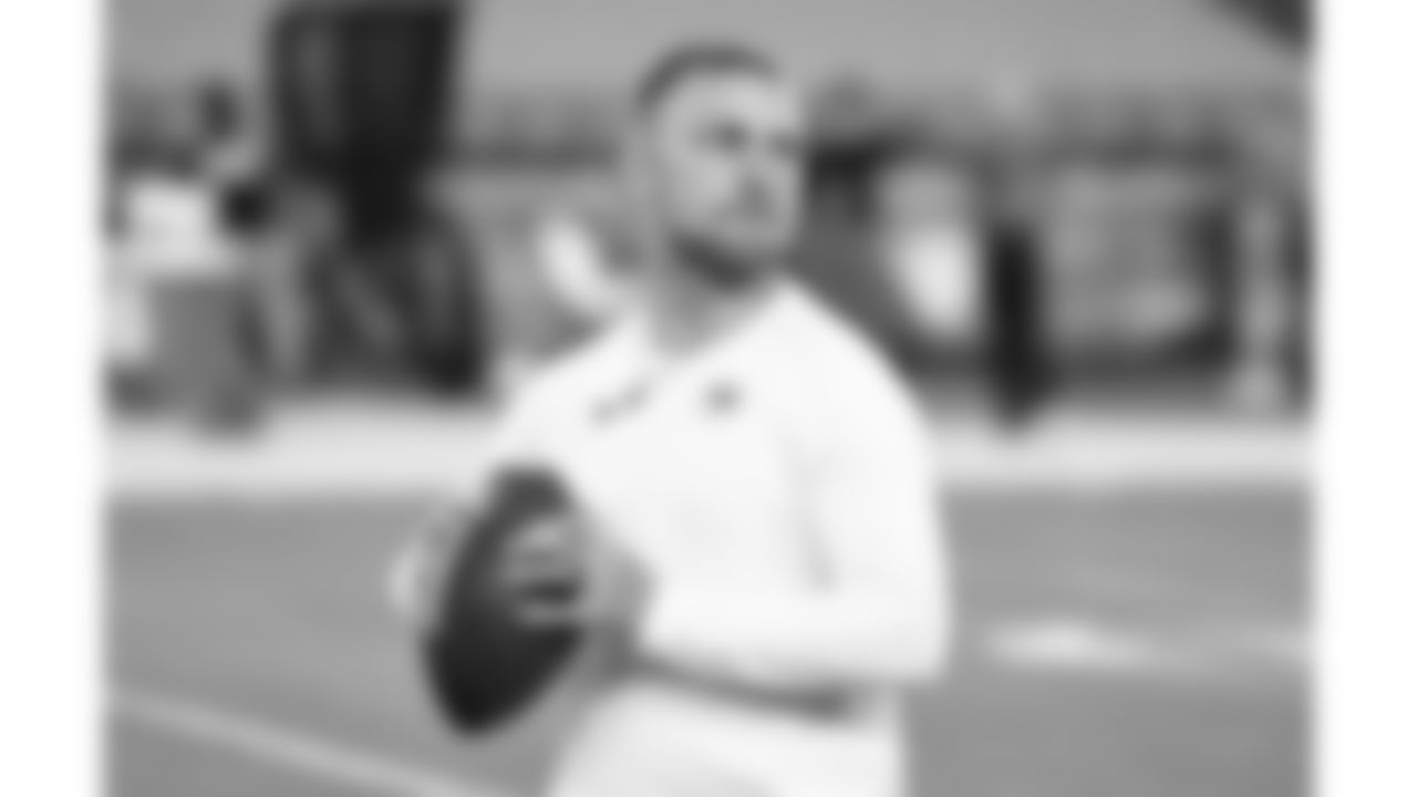 Kansas City Chiefs quarterback Shane Buechele (12) during pregame warmups before the Chiefs preseason Week 2 matchup against the Arizona Cardinals on Saturday, August 19, 2023.