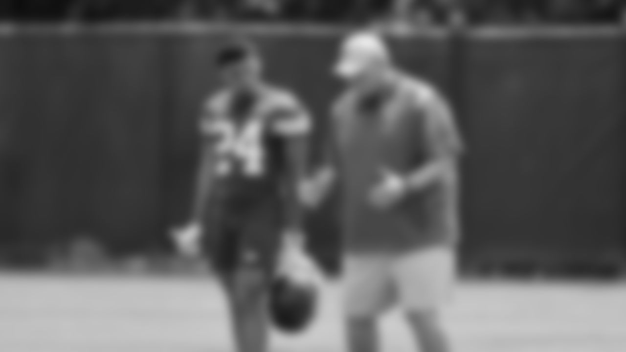 Kansas City Chiefs wide receiver Skyy Moore (24) & Head Coach Andy Reid at day 2 of OTAs on Tuesday, May 23, 2023 in Kansas City, MO.