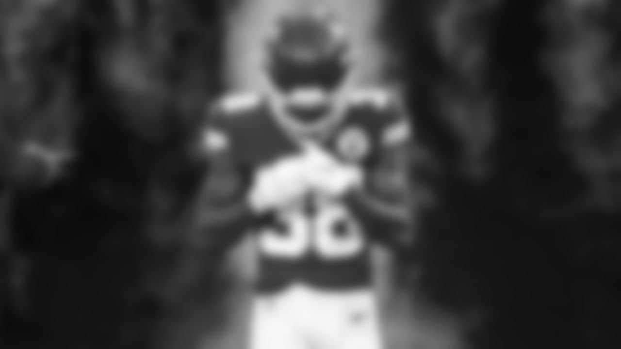 Kansas City Chiefs safety L'Jarius Sneed (38) during introductions prior to an NFL football game against the Dallas Cowboys, Sunday, November 21, 2021 in Kansas City.