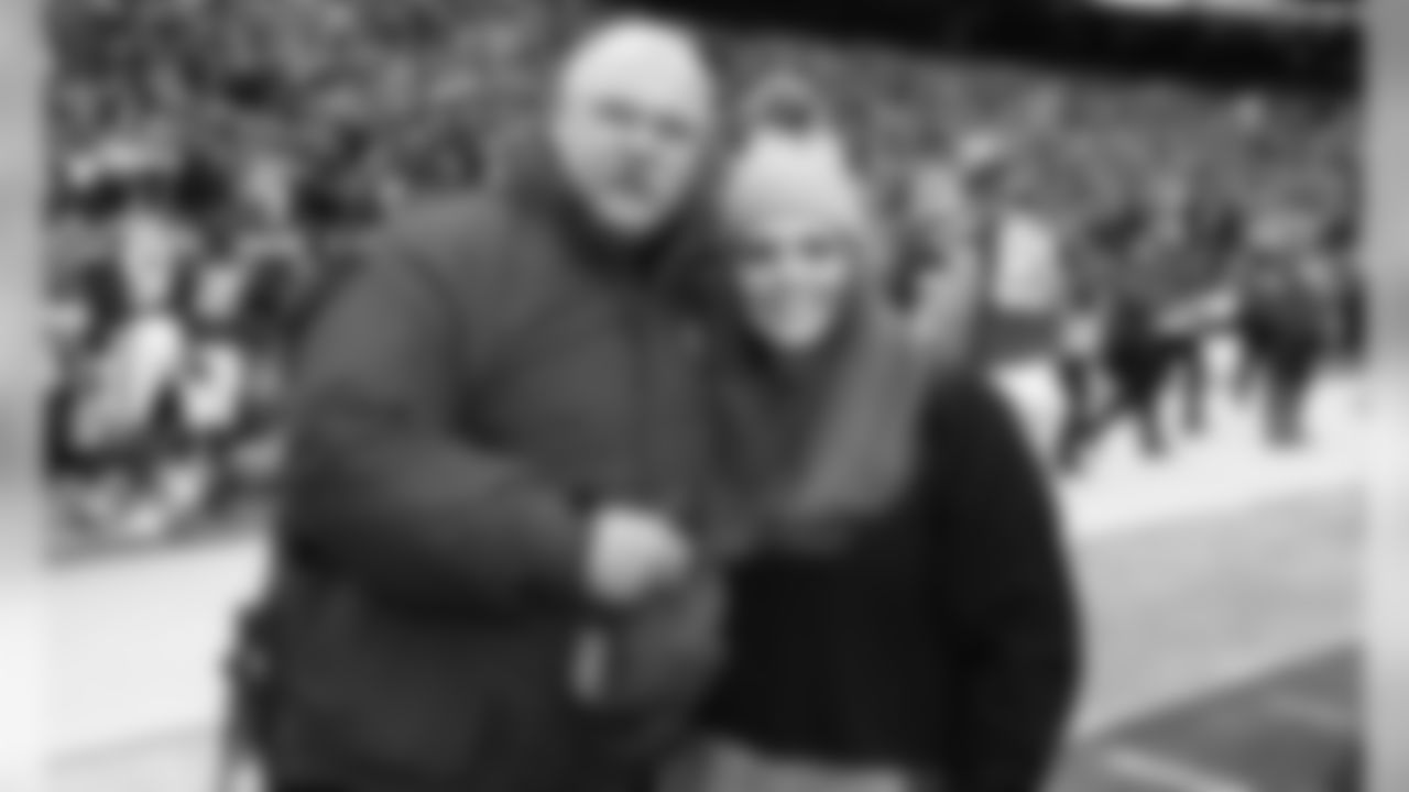 Kansas City Chiefs Head Coach Andy Reid and Crosby Reid prior to the game between the Kansas City Chiefs and the Los Angeles Chargers at Arrowhead Stadium.