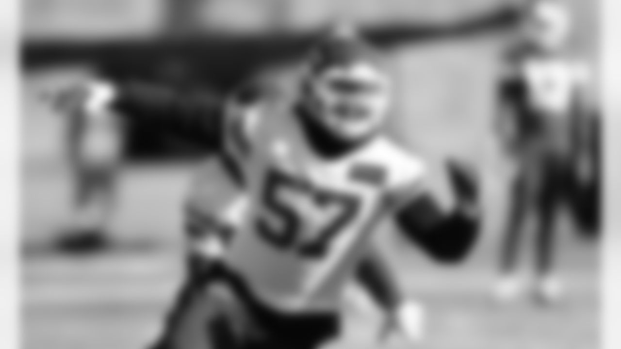 Kansas City Chiefs Defensive End Alex Okafor (57) at practice in preparation for this weeks AFC Championship game vs the Buffalo Bills.