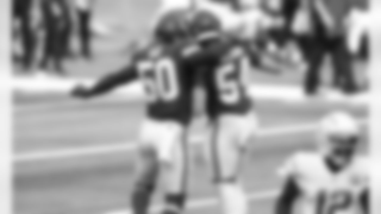 Kansas City Chiefs linebackers Willie Gay (50) and Damien Wilson (54) during the game between the Kansas City Chiefs and the Los Angeles Chargers at SoFi Stadium on September 20, 2020