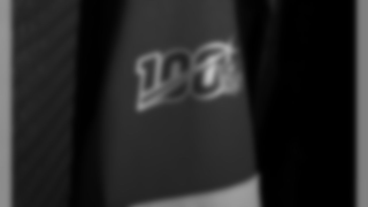 NFL 100 Sweatshirt prior to the game between The Kansas City Chiefs and The Houston Texans in the Divisional Playoff game at Arrowhead Stadium on January 12, 2019.