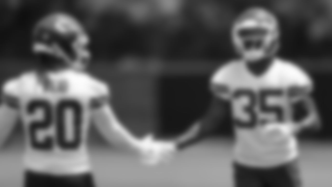 Kansas City Chiefs safety Justin Reid (20) & cornerback Jaylen Watson (35) at day 2 of OTAs on Tuesday, May 23, 2023 in Kansas City, MO.
