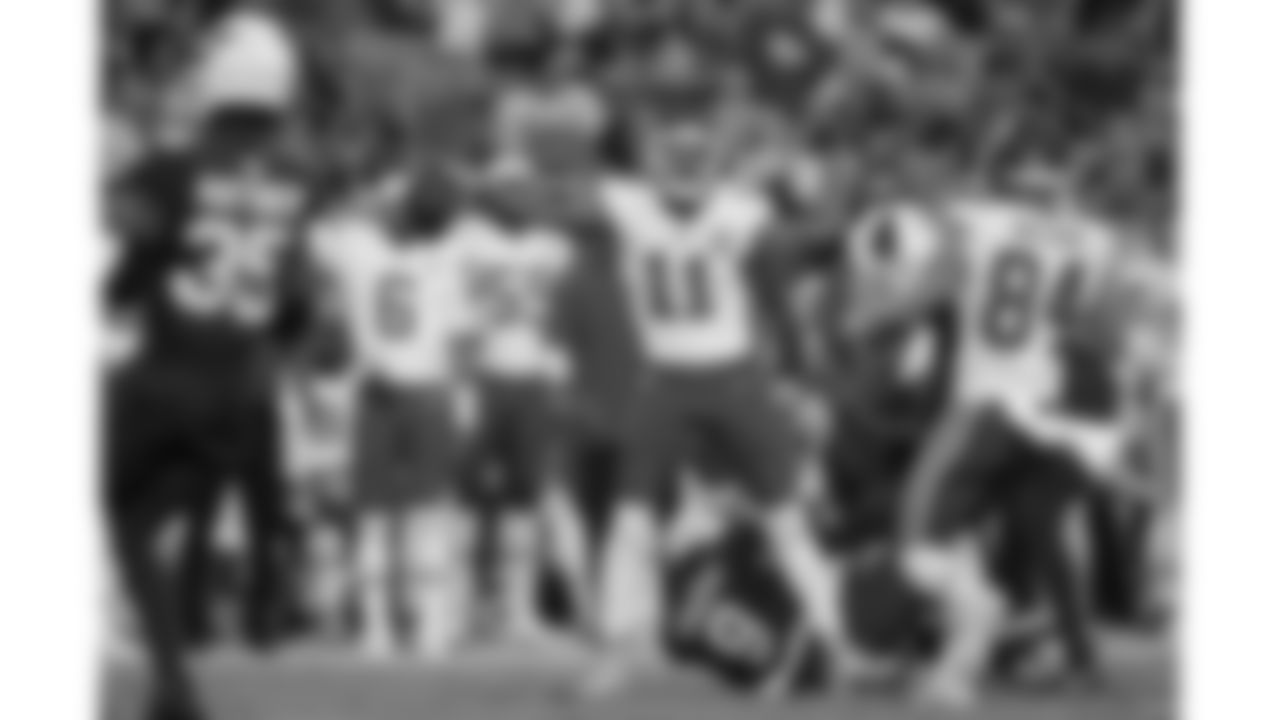 Kansas City Chiefs wide receiver Marquez Valdes-Scantling (11) celebrates a first down during the game at the Chiefs preseason Week 2 matchup against the Arizona Cardinals on Saturday, August 19, 2023.