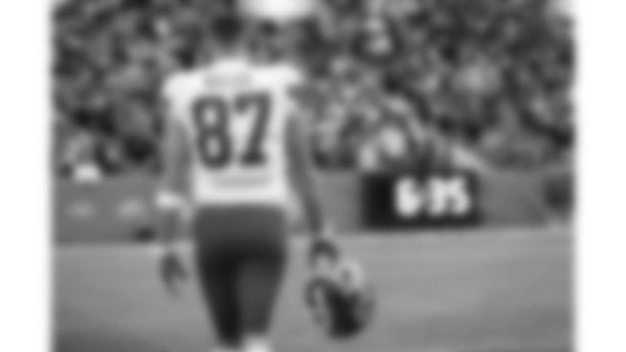 Kansas City Chiefs tight end Travis Kelce (87) prior to an NFL football game against the Denver Broncos on Saturday, January 8, 2021 in Denver.
