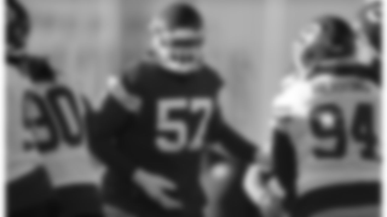 Kansas City Chiefs offensive tackle Orlando Brown (57) in action during practice on Thursday, December 1, 2022.