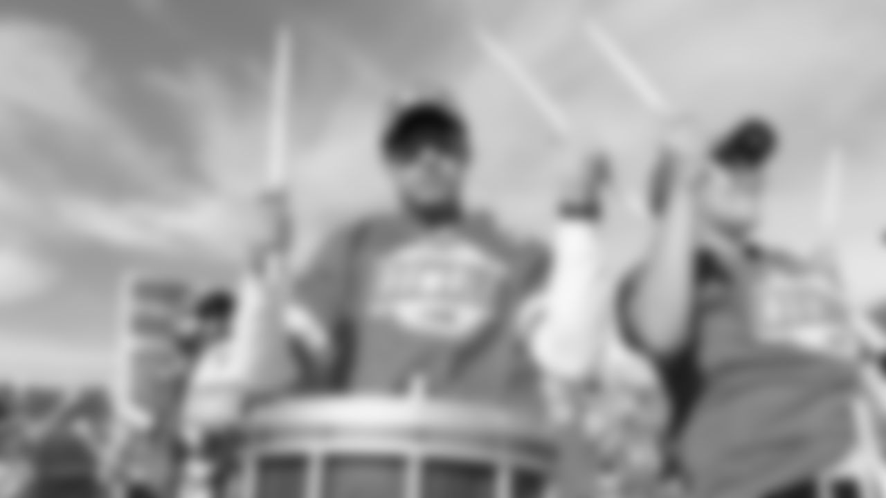 Rumble performs outside the stadium prior to an NFL football game against the Green Bay Packers, Sunday, November 7, 2021 in Kansas City.