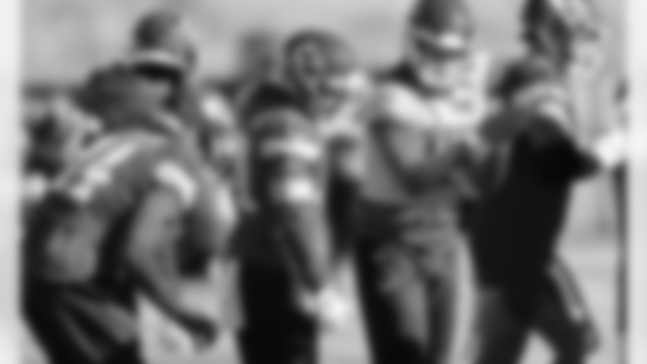 The Kansas City Chiefs offense huddles at practice in preparation for this weeks AFC Championship game vs the Buffalo Bills.