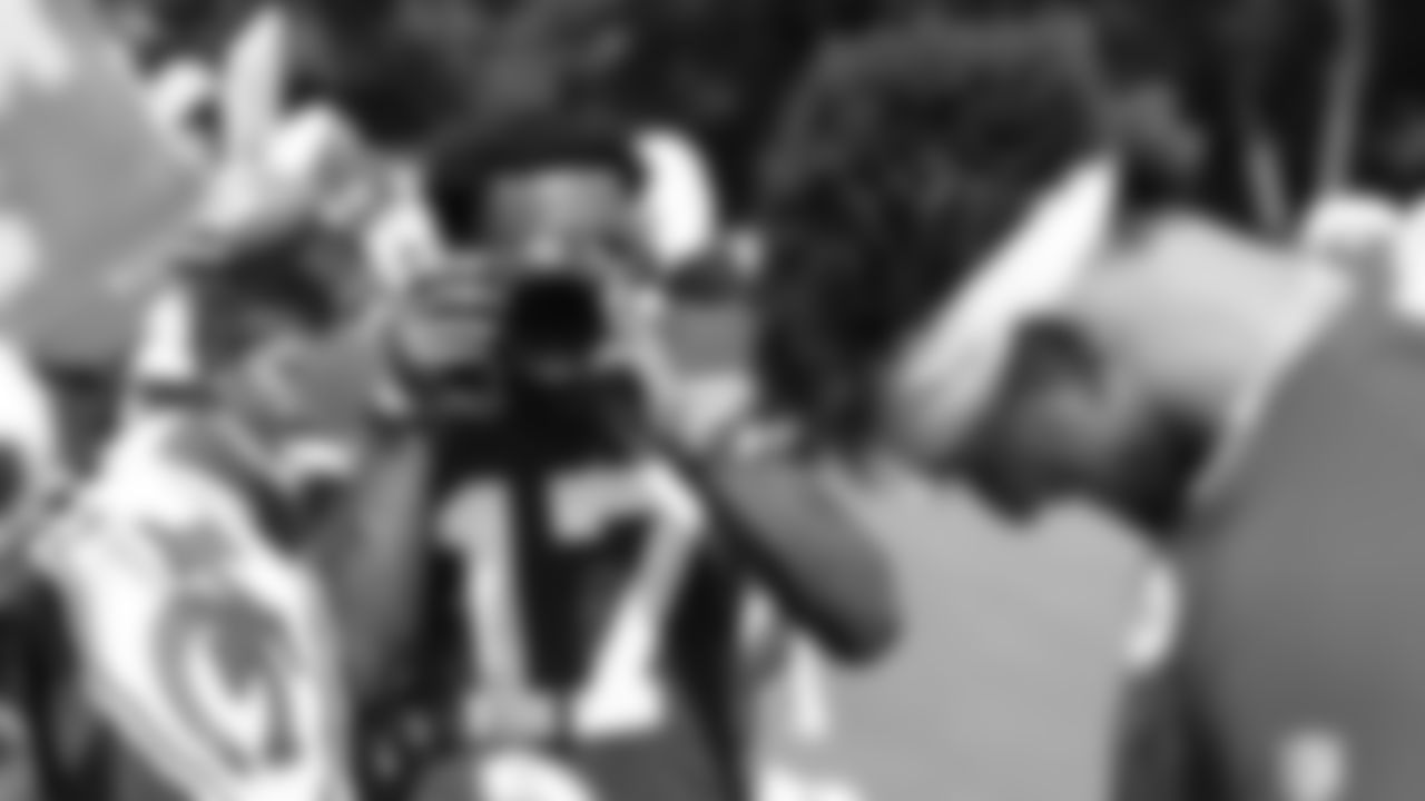 Kansas City Chiefs wide receiver Mecole Hardman (17) photographs quarterback Patrick Mahomes (15) after training camp at Missouri Western State University.
