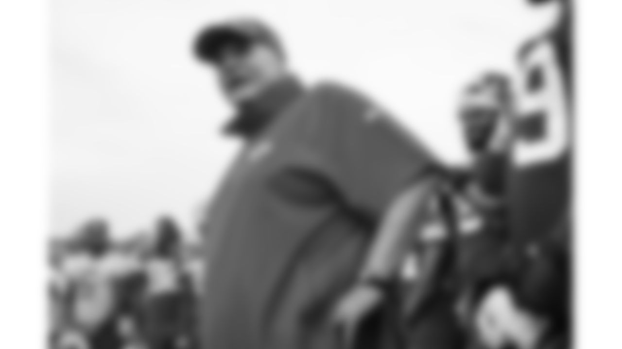 Kansas City Chiefs Head Coach Andy Reid in the huddle at Kansas City Chiefs Training Camp in St. Joseph, MO on Monday, July 31, 2023.