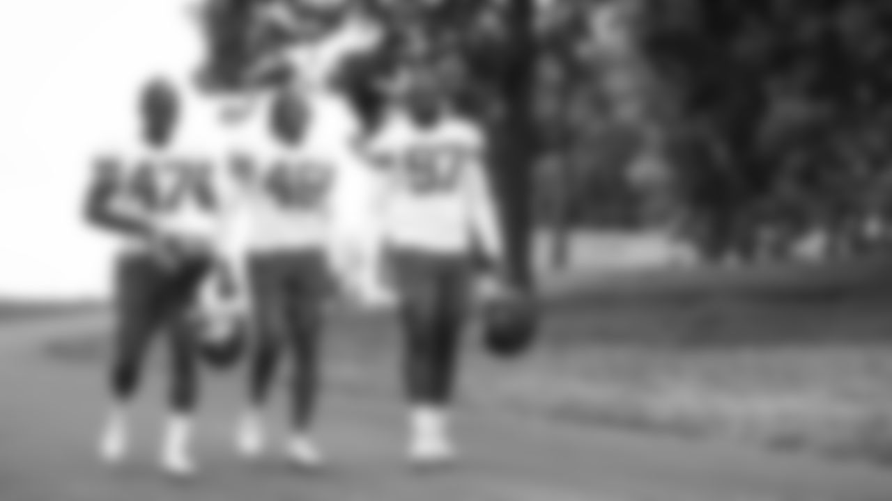 Kansas City Chiefs defensive players walk down the hill at day three of Kansas City Chiefs pre Training Camp in St. Joseph, MO on Friday, July 21, 2023.