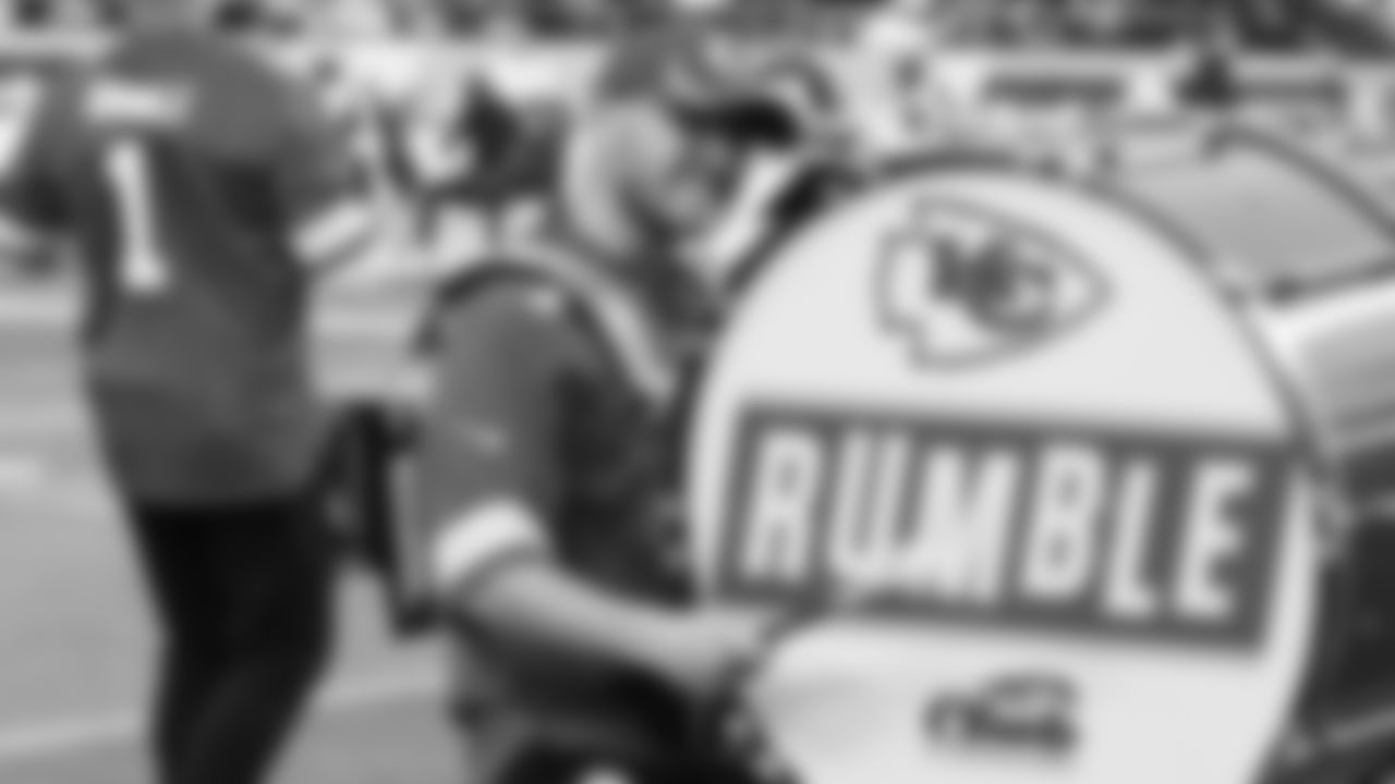 Rumble performs prior to an NFL football game against the Dallas Cowboys, Sunday, November 21, 2021 in Kansas City.