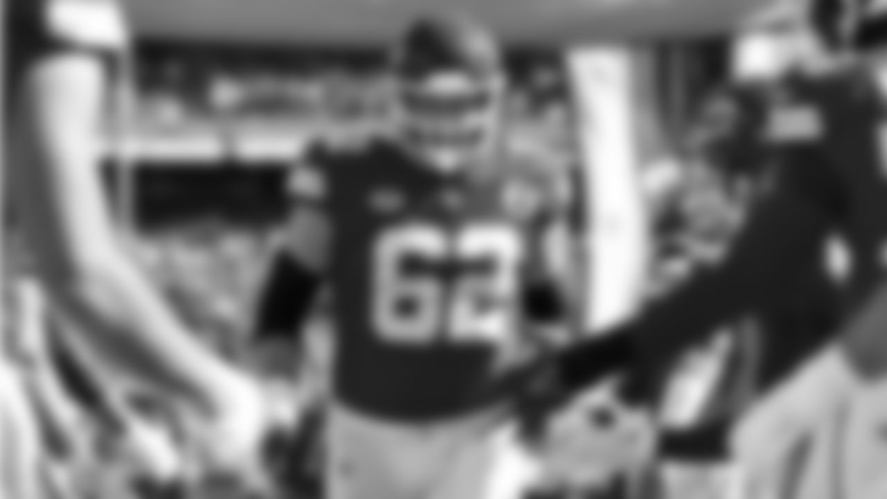 Kansas City Chiefs offensive lineman Joe Thuney (62) prior to the regular season Week 3 NFL Football Game on Sunday, September 24, 2023 at GEHA Field at Arrowhead Stadium.