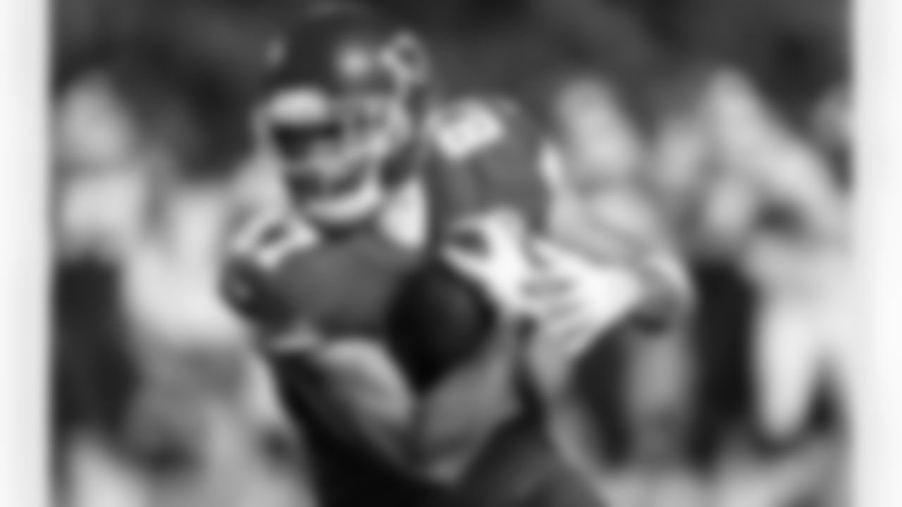 Kansas City Chiefs Tight End Travis Kelce (87) runs with the ball after a catch for a touchdown during an NFL Football game against the Denver Broncos, Sunday December 6, 2020 in Kansas City.