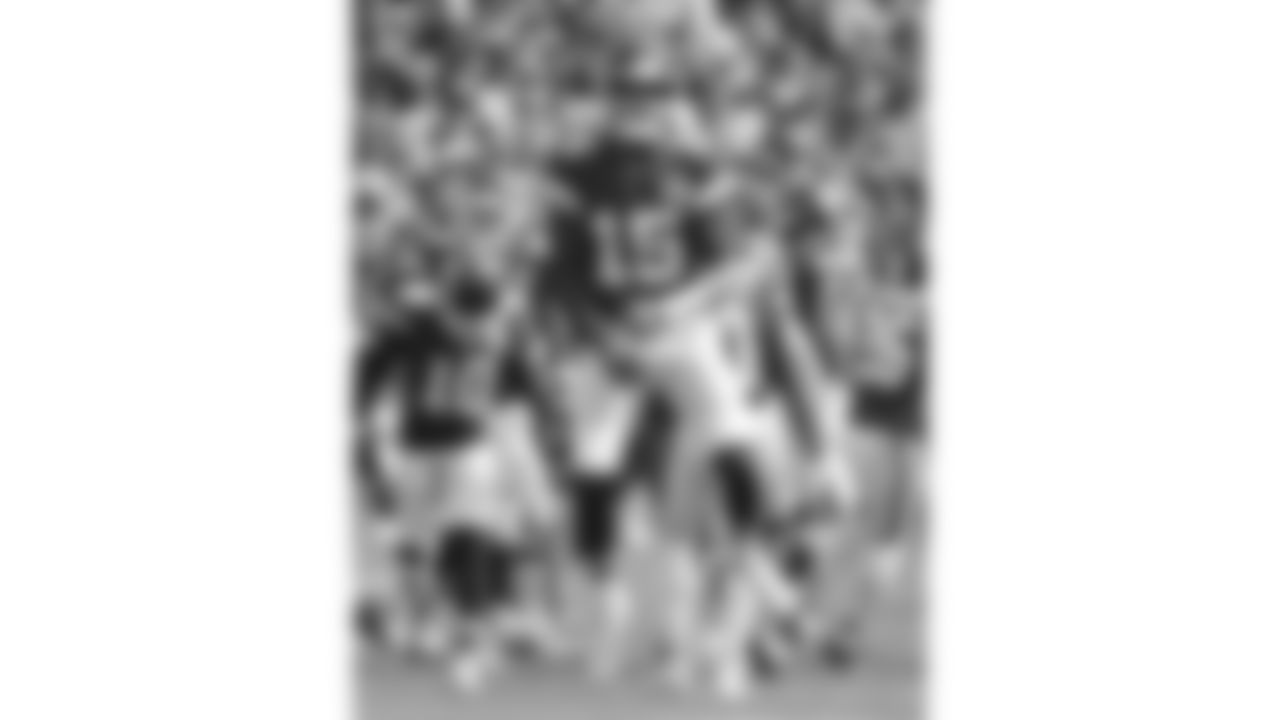 Kansas City Chiefs quarterback Patrick Mahomes (15) in run outs prior to an NFL football game against the Cleveland Browns, Sunday, September 12, 2021 in Kansas City.