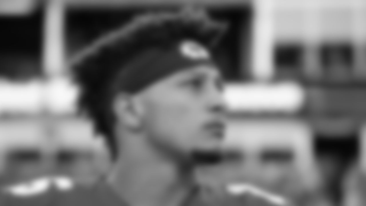 Kansas City Chiefs quarterback Patrick Mahomes (15) during the National Anthem prior to an NFL football game against the Green Bay Packers, Sunday, November 7, 2021 in Kansas City.