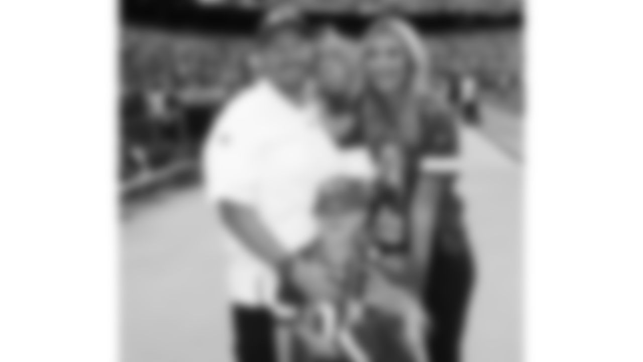 Kansas City Chiefs Outside Linebackers Coach Britt Reid and family before a preseason game against the San Francisco 49ers at Arrowhead Stadium on August 24, 2019