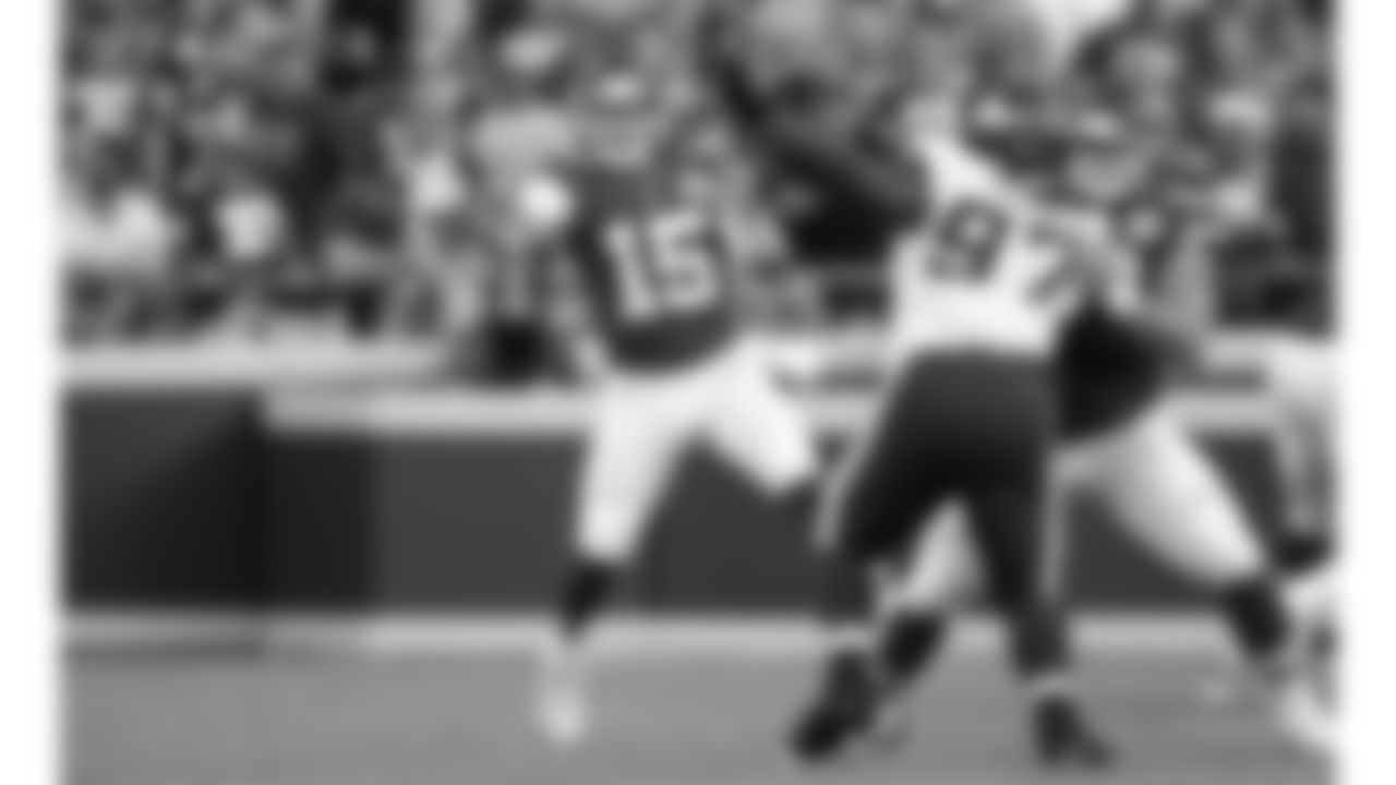 Kansas City Chiefs quarterback Patrick Mahomes (15) throws the ball during an NFL preseason football game against the Minnesota Vikings, Friday, August 27, 2021 in Kansas City.