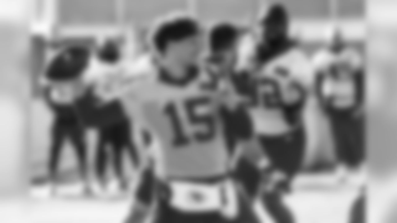 Kansas City Chiefs quarterback Patrick Mahomes (15) during practice on 12/5/18