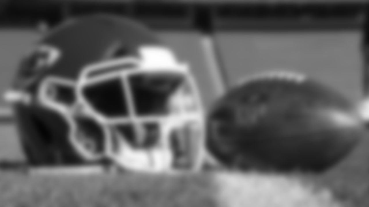 A Chiefs helmet and ball prior to an NFL football game against the Dallas Cowboys, Sunday, November 21, 2021 in Kansas City.