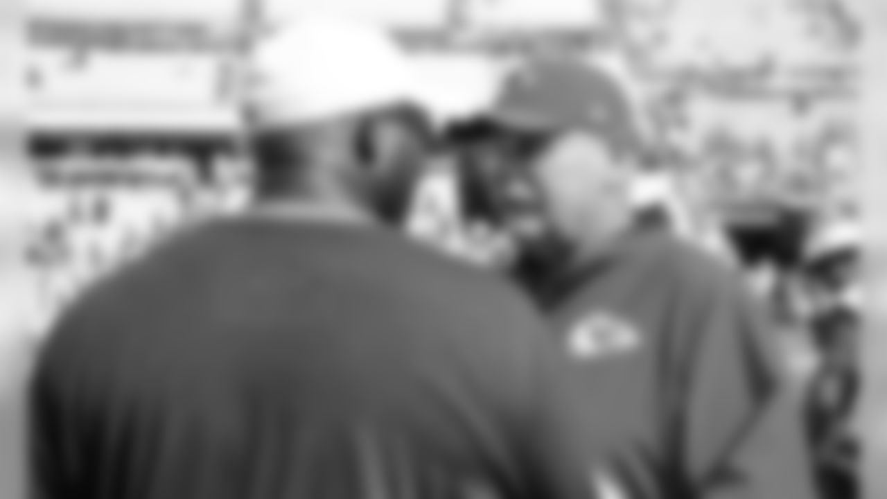 Kansas City Chiefs Head Coach Andy Reid and Jacksonville Jaguars Offensive Line Coach George Warhop after the game between the Kansas City Chiefs and the Jacksonville Jaguars at TIAA Bank Field in Jacksonville, FL.